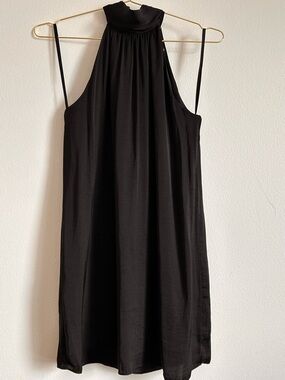 Naked Zebra Black High-Neck Halter Mini Dress